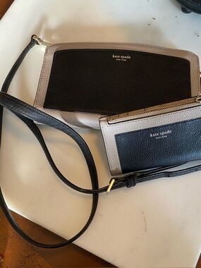kate spade Black and Taupe Two-Piece Crossbody and Wristlet Set